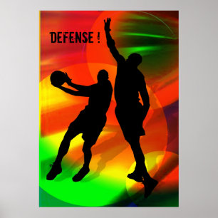 Poster Duo lumineux de lumières et de basket-ball de cour