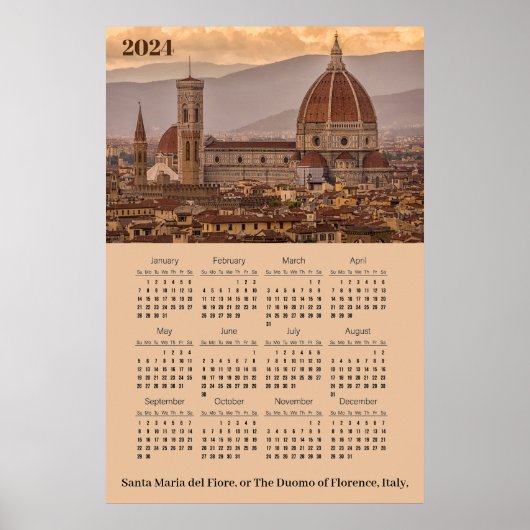 Poster Duomo de Firenze, Florence Italie Calendrier 2024 (Devant)