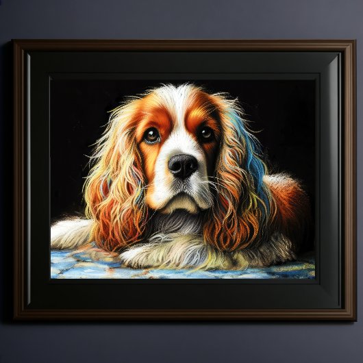 Poster Dur Pastel Dessin Cocker Chien Espagnol