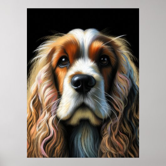 Poster Dur Pastel Dessin Cocker Spaniel (Devant)