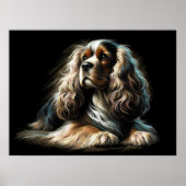 Poster Dur Pastel Dessin Cocker Spaniel (Devant)