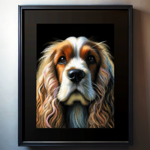 Poster Dur Pastel Dessin Cocker Spaniel