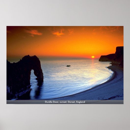 Poster Durdle Door, coucher de soleil, Dorset, Angleterre (Devant)