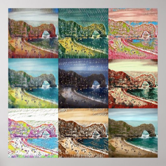Poster Durdle Door, Dorset, Angleterre Collage (Devant)