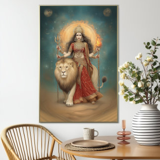 Poster Durga Déesse Hindoue de la Force et de la Protecti