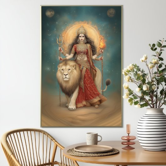 Poster Durga Déesse Hindoue de la Force et de la Protecti