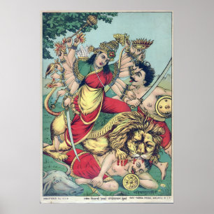 Poster Durga, Tueuse du démon buffle (mythologie hindoue)