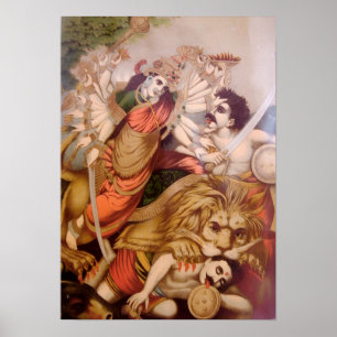Poster Durga, Tueuse du démon buffle (mythologie hindoue)