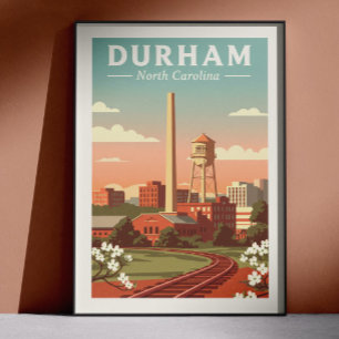Poster Durham Caroline du Nord vintage