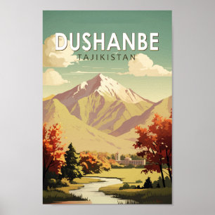Poster Dushanbe Tadjikistan Travel Art Vintage