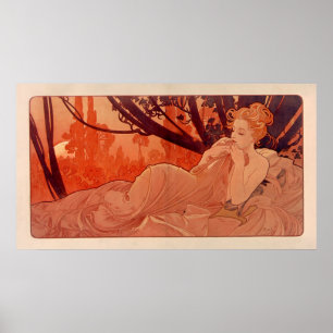 Poster DUSK by Alphonse Mucha - Crepuscule