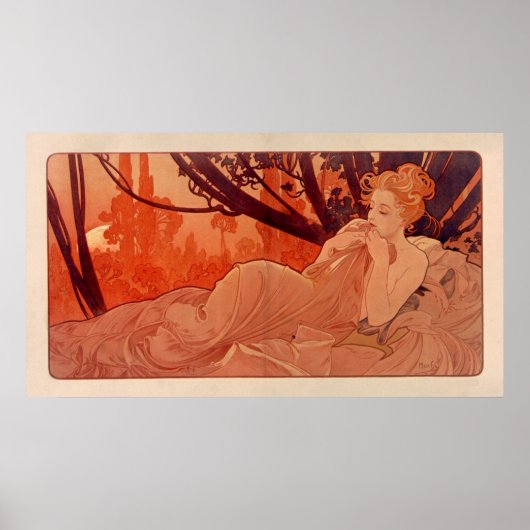 Poster DUSK par Alphonse Mucha - Crepuscule (Devant)