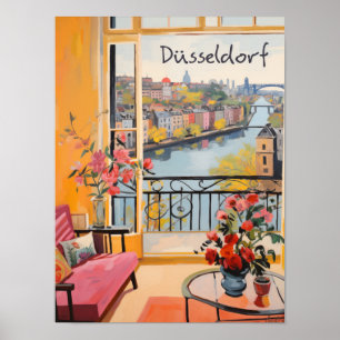 Poster Dusseldorf Allemagne Voyage Ville Peinture Esthéti