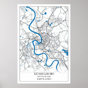 Poster Dusseldorf Deutschland City Map Travel Simple