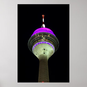 Poster Düsseldorfer Rheinturm de nuit