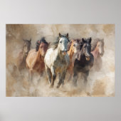 Poster Dust and Motion – Wild Horses in Flight Art  (Devant)