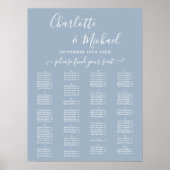 Poster Dusty Blue Alphabetical Wedding Seating Chart (Devant)