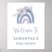 Poster Dusty Blue and Purple Rainbow Baby shower Bienvenu (Devant)