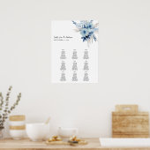 Poster Dusty Blue Boho Floral Événement Places Graphique (Cuisine)