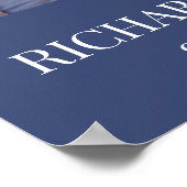 Poster Dusty Blue Bold Floral Stylish QR Code Mariage (Coin)