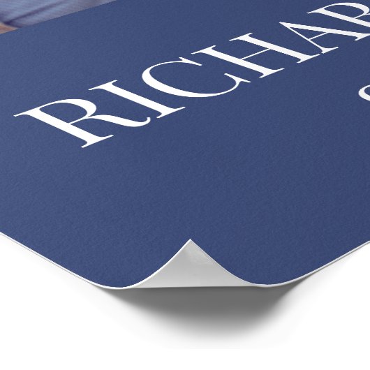 Poster Dusty Blue Bold Floral Stylish QR Code Mariage (Coin)