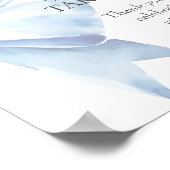 Poster Dusty Blue Bow Baby shower d'aquarelle favorise (Coin)