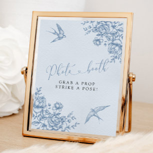 Poster Dusty Blue Chinoiserie Baby shower Photo Booth