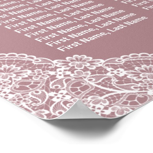 Poster Dusty Blue Dusty Rose Floral Mariage Carte de sièg (Coin)