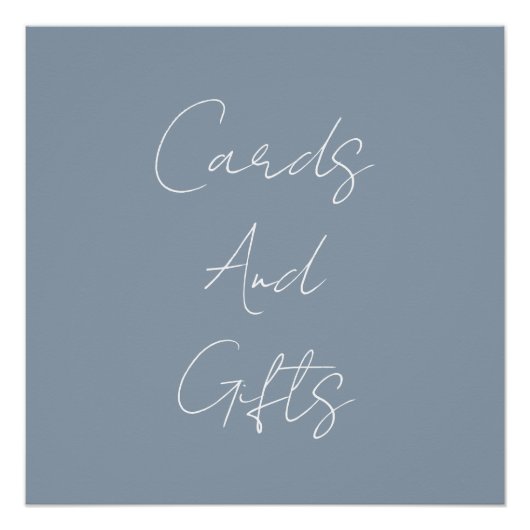 Poster Dusty Blue Elegant Fête des mariées Mariage Classy (Devant)