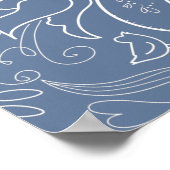 Poster Dusty Blue Elegant Floral Mariage Bienvenue (Coin)