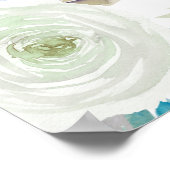 Poster Dusty Blue et Turquoise Floral Mariage Bienvenue (Coin)