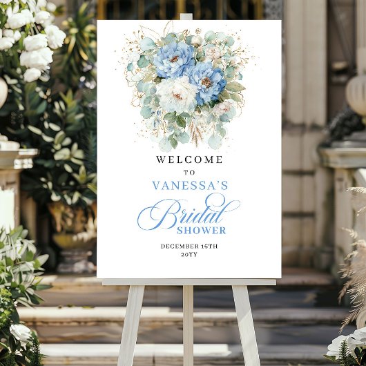Poster Dusty Blue Eucalyptus Bridal Shower Welcome