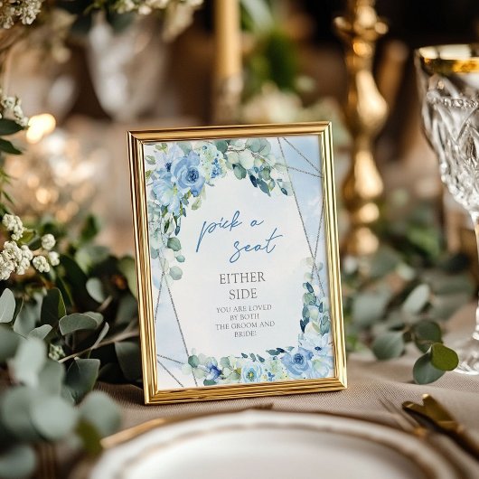 Poster Dusty Blue floral argent Choisir un siège de chaqu