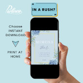 Poster Dusty Blue Floral Hydrangea Mimosa Bar Douche