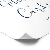 Poster Dusty Blue Floral Script Cadeaux et cartes Mariage (Coin)