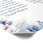 Poster Dusty Blue Floral Wedding Seating Chart (Coin)