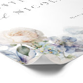 Poster Dusty Blue Garden Floral Mariage Bienvenue (Coin)