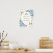 Poster Dusty Blue Gold Quinceanera Mis Quince Bienvenue (Cuisine)