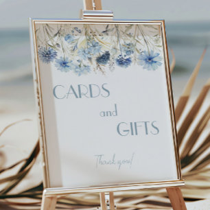 Poster DUSTY Blue Hydrangea Baby shower Cartes et Cadeaux