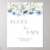 Poster DUSTY Blue Hydrangea Baby shower Livres Pour Bébé (Devant)