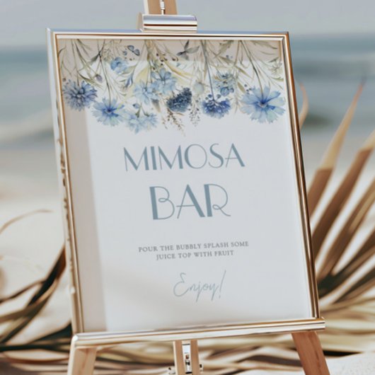 Poster DUSTY Blue Hydrangea Baby shower Mimosa Bar