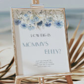 Poster DUSTY Blue Hydrangea How Big is Mommy's Belly