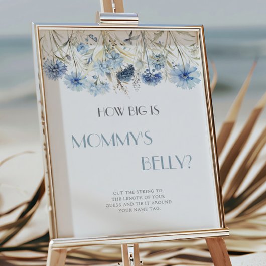 Poster DUSTY Blue Hydrangea How Big is Mommy's Belly