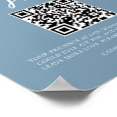Poster Dusty Blue Mariage Honeymoon Fund Code QR (Coin)