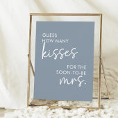 Poster Dusty Blue Minimalist Script Combien de Baisers Je