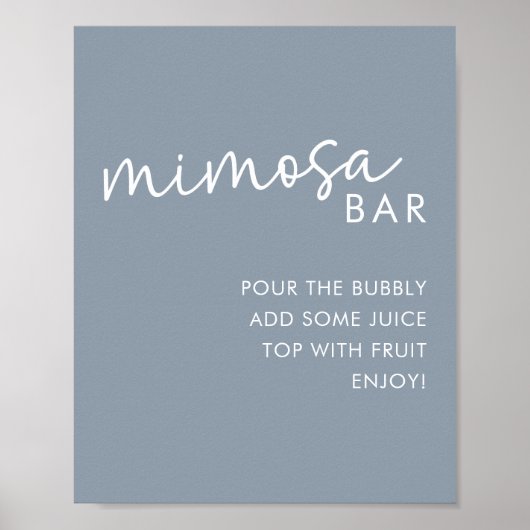 Poster Dusty Blue Minimalist Script Douche Mimosa Bar (Devant)