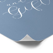 Poster Dusty Blue Modern Wedding Cartes et signe cadeau (Coin)