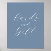 Poster Dusty Blue Modern Wedding Cartes et signe cadeau (Devant)