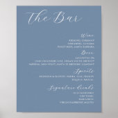 Poster Dusty Blue Moderne Mariage Boissons Bar Menu Poste (Devant)