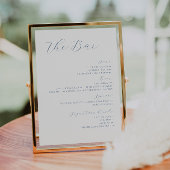 Poster Dusty Blue Moderne Mariage Boissons Bar Menu Poste